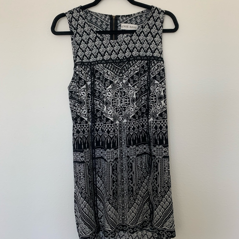 Black and white bohemian midi dress